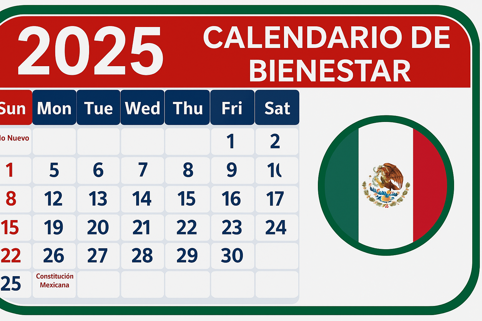 Calendario de Bienestar 2025 México: Fechas Clave